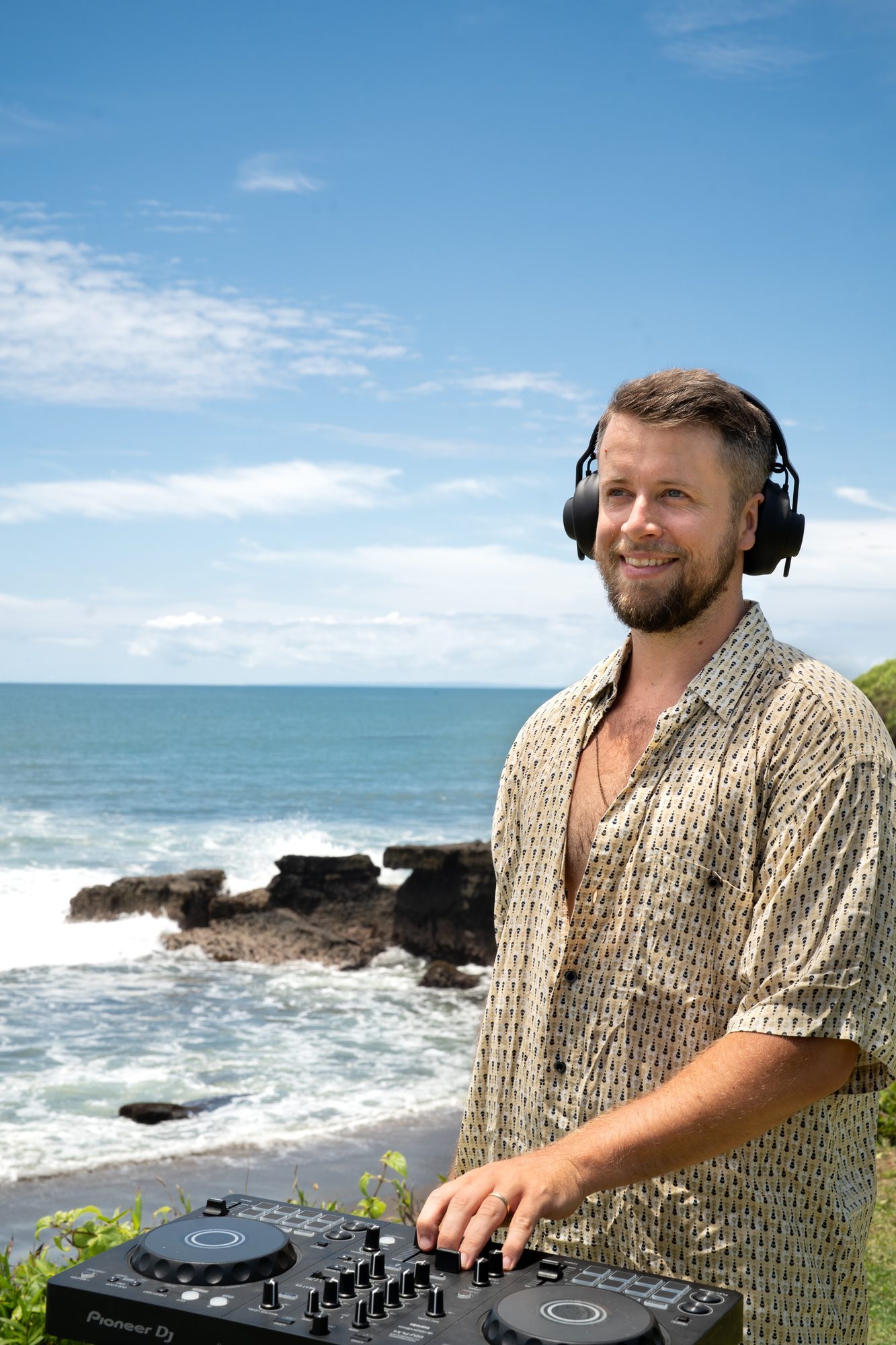 DJ set by the ocean in Bali lifestyle photography Bali Sunrise Agency