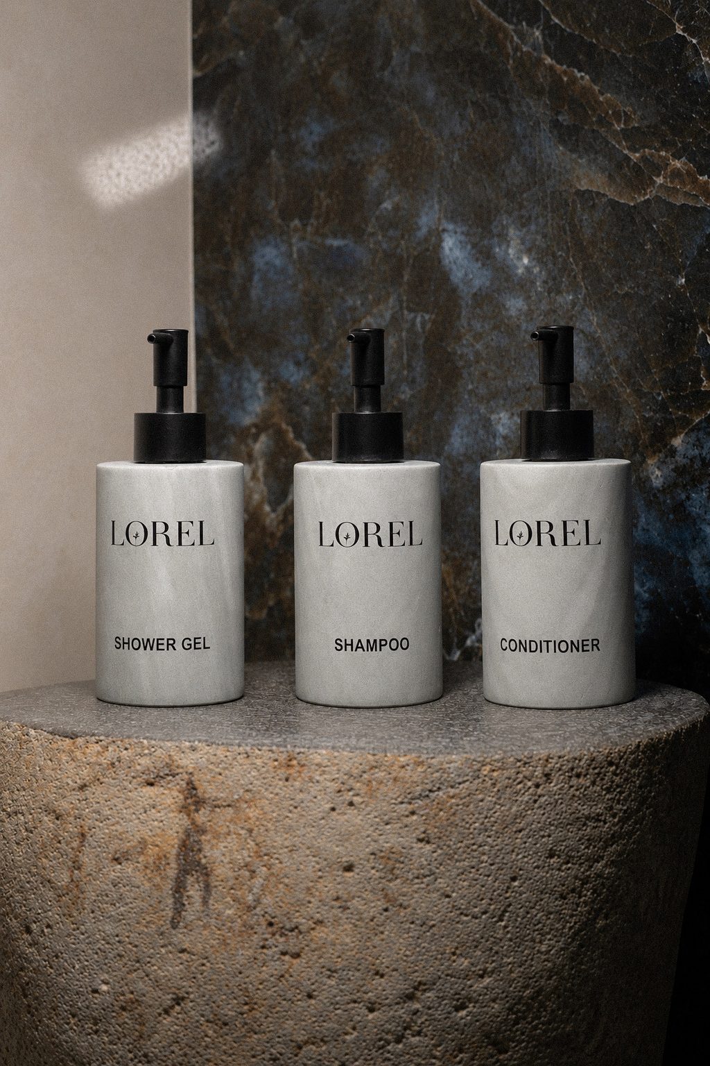 Lorel Green Domain shower gel shampoo conditioner branding